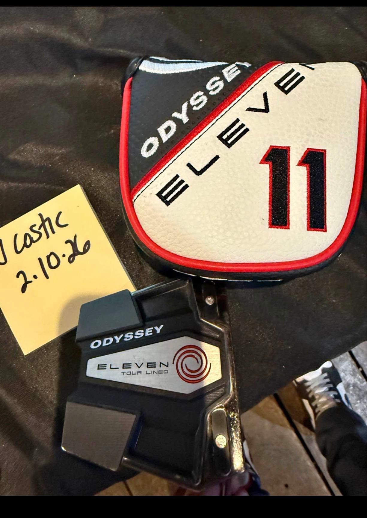 Putter Odyssey Eleven Tour Lined DB Red Stroke Lab 34 Mallet Mint 9.5 Steel Right Men
