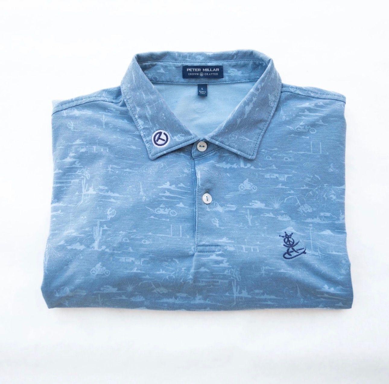 Men´s Appare Peter Millar Men´s Golf Shirts L Blue Excellent Condition 9.0